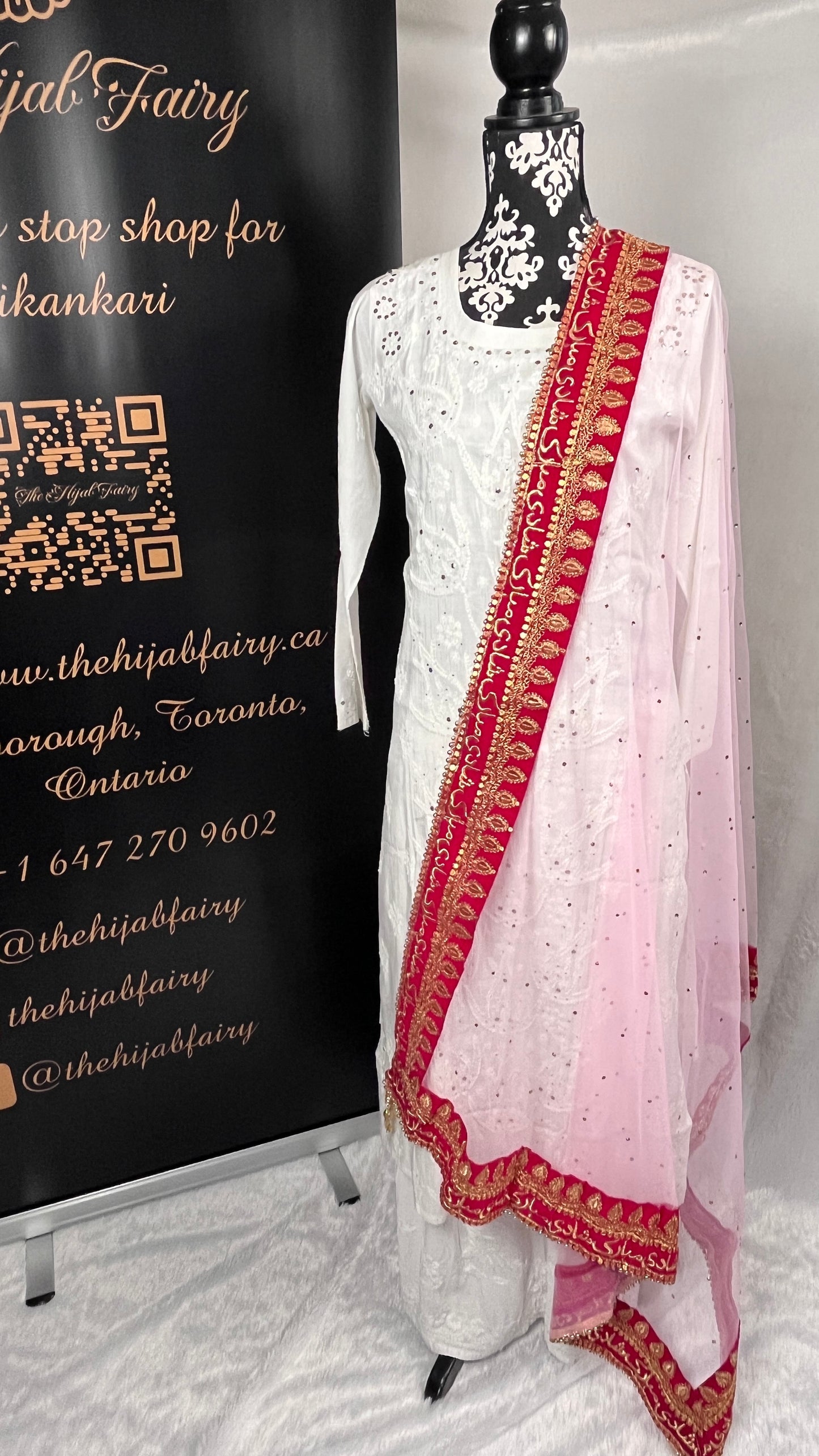 Bridal Dupatta - شادی مبارک - Pink - The Hijab Fairy