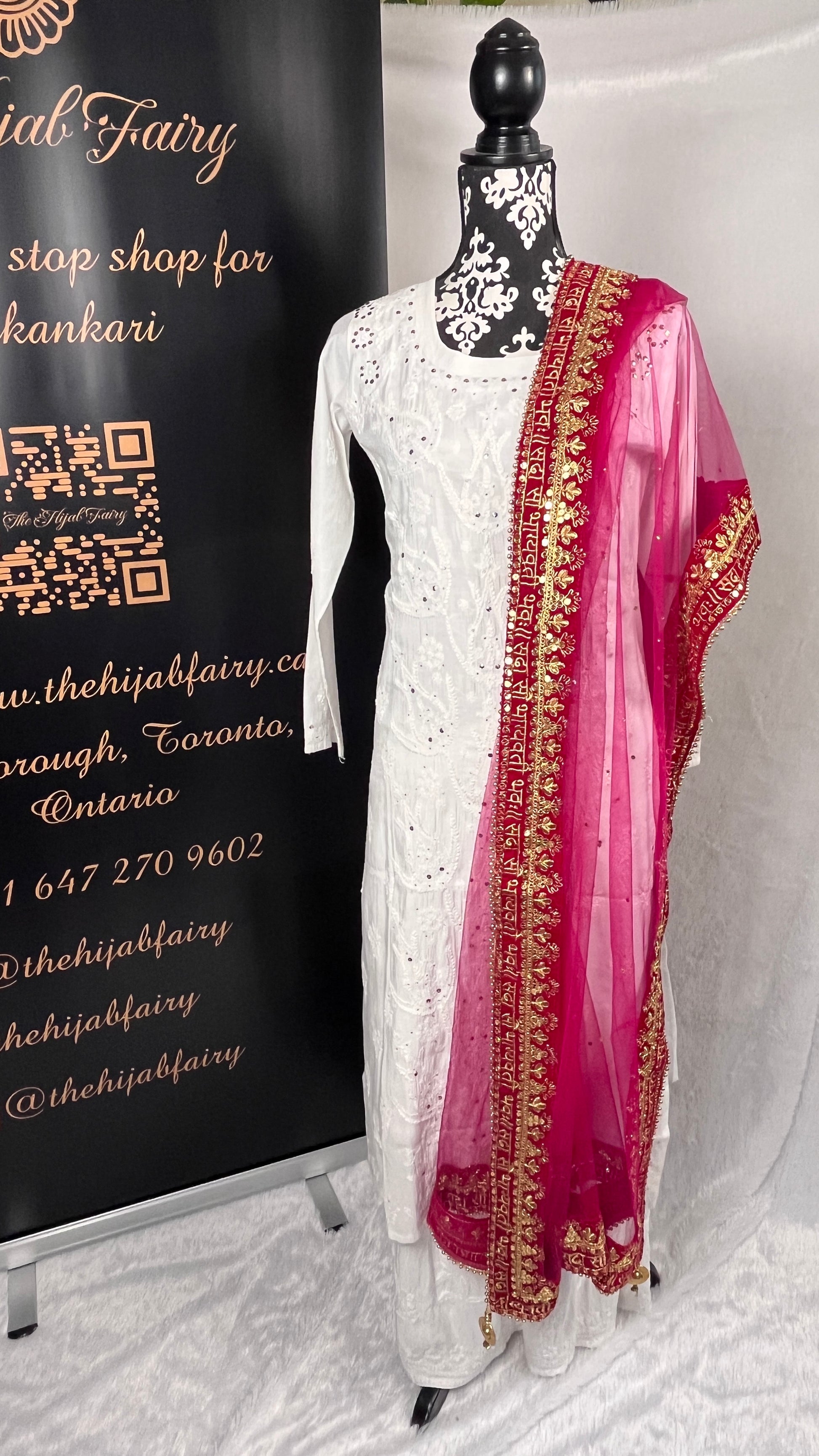 Bridal Dupatta - सदा सौभाग्यवती भव: - Pink - The Hijab Fairy