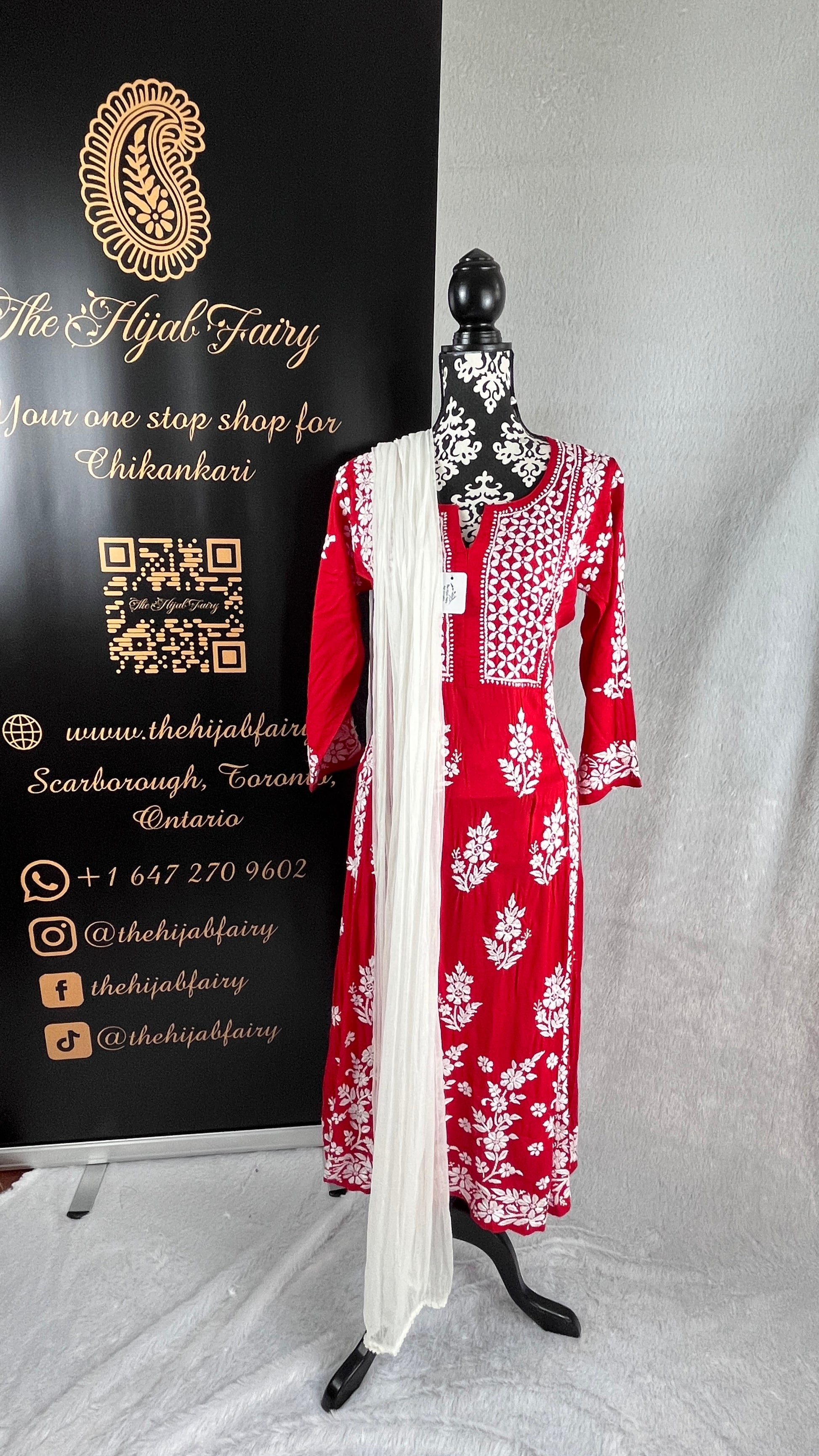 Red A-Line Style Modal Frock - The Hijab Fairy