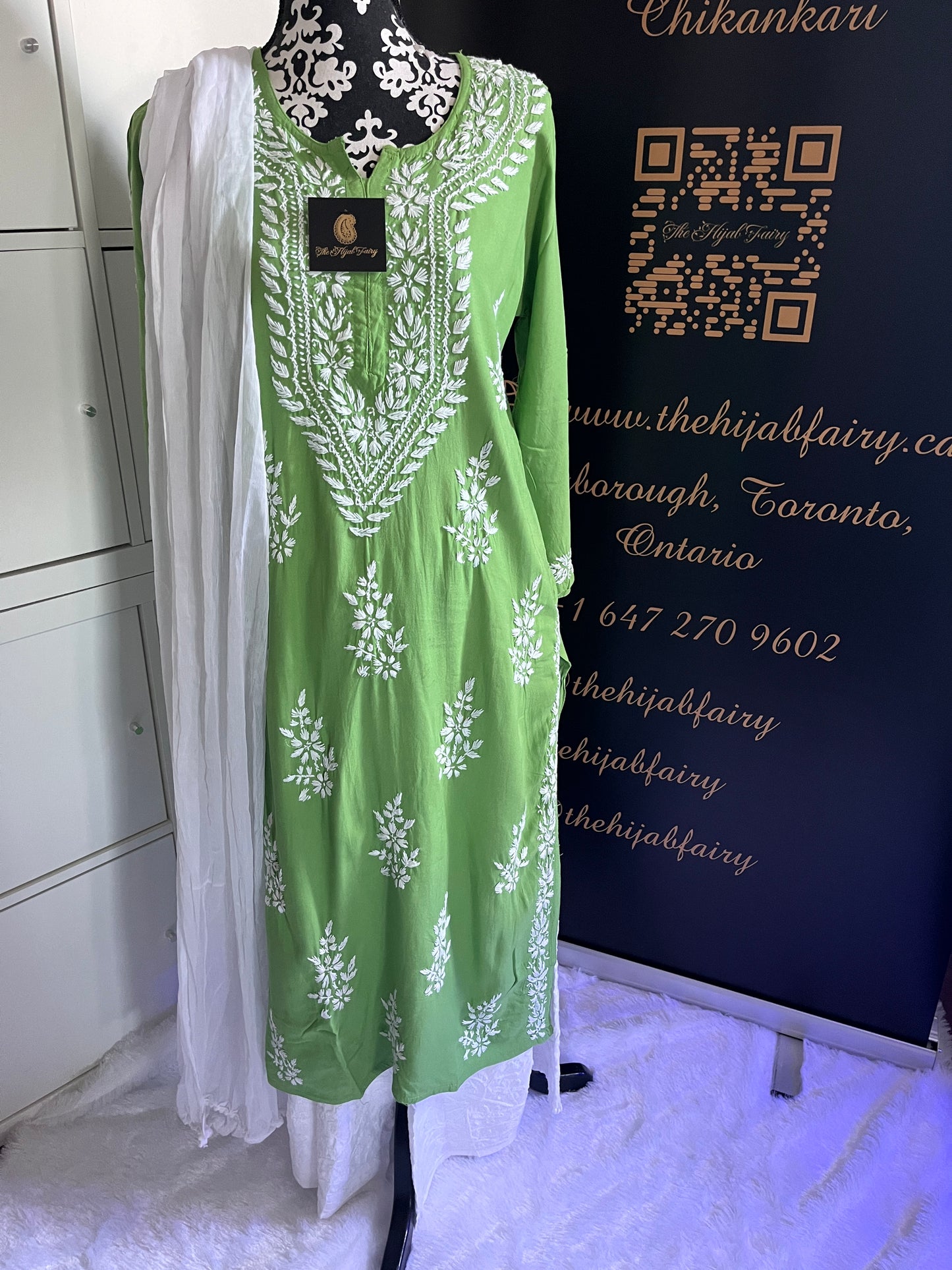 Vert clair - Kurta long droit en modal