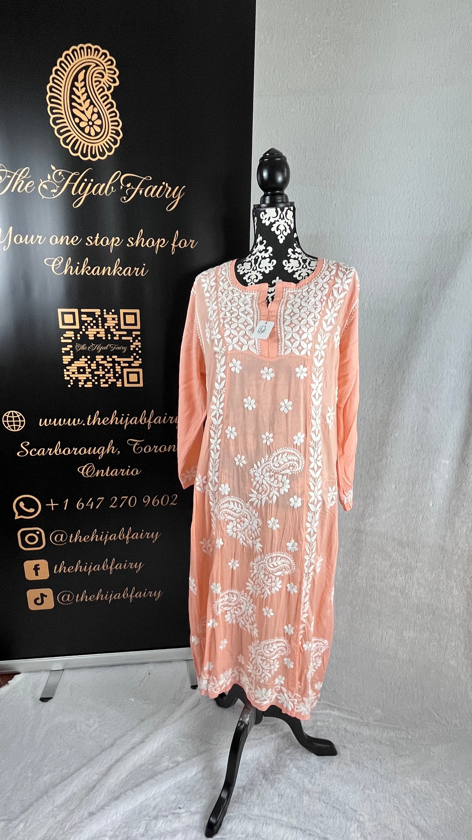 Peach Indo-Western Frock Style Modal Kurta - The Hijab Fairy