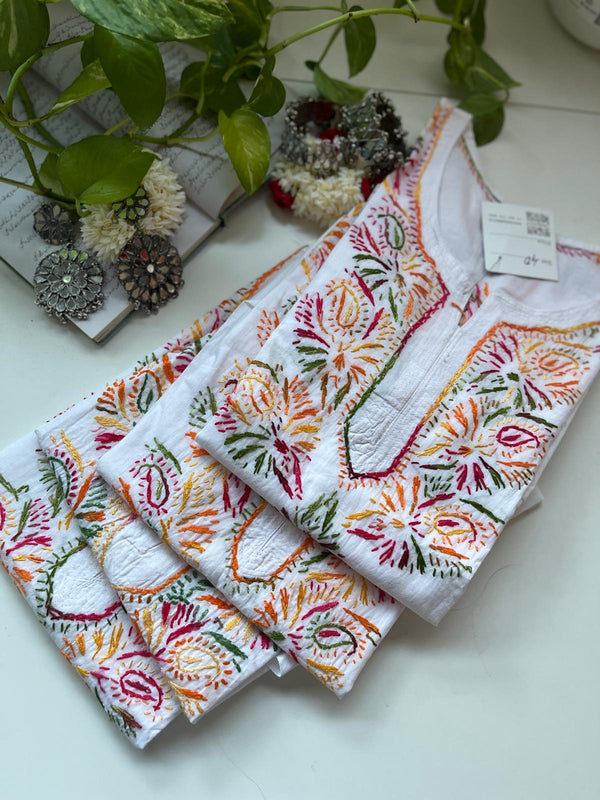 Multi on White - Cotton Kurta