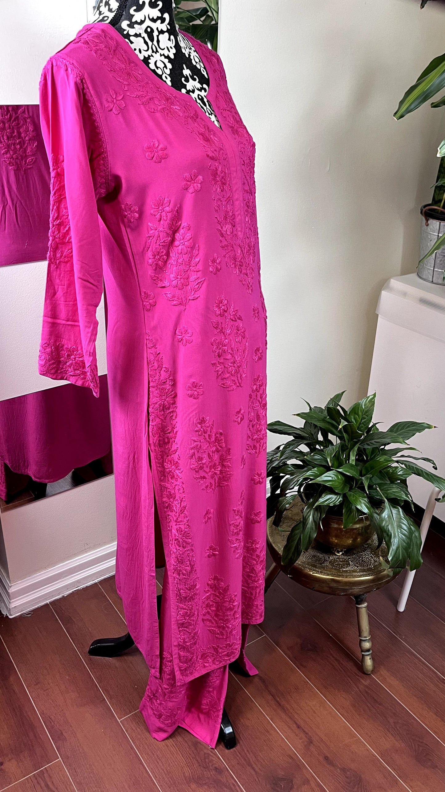 Hot Pink Self - Trouser 2 Pc set - The Hijab Fairy