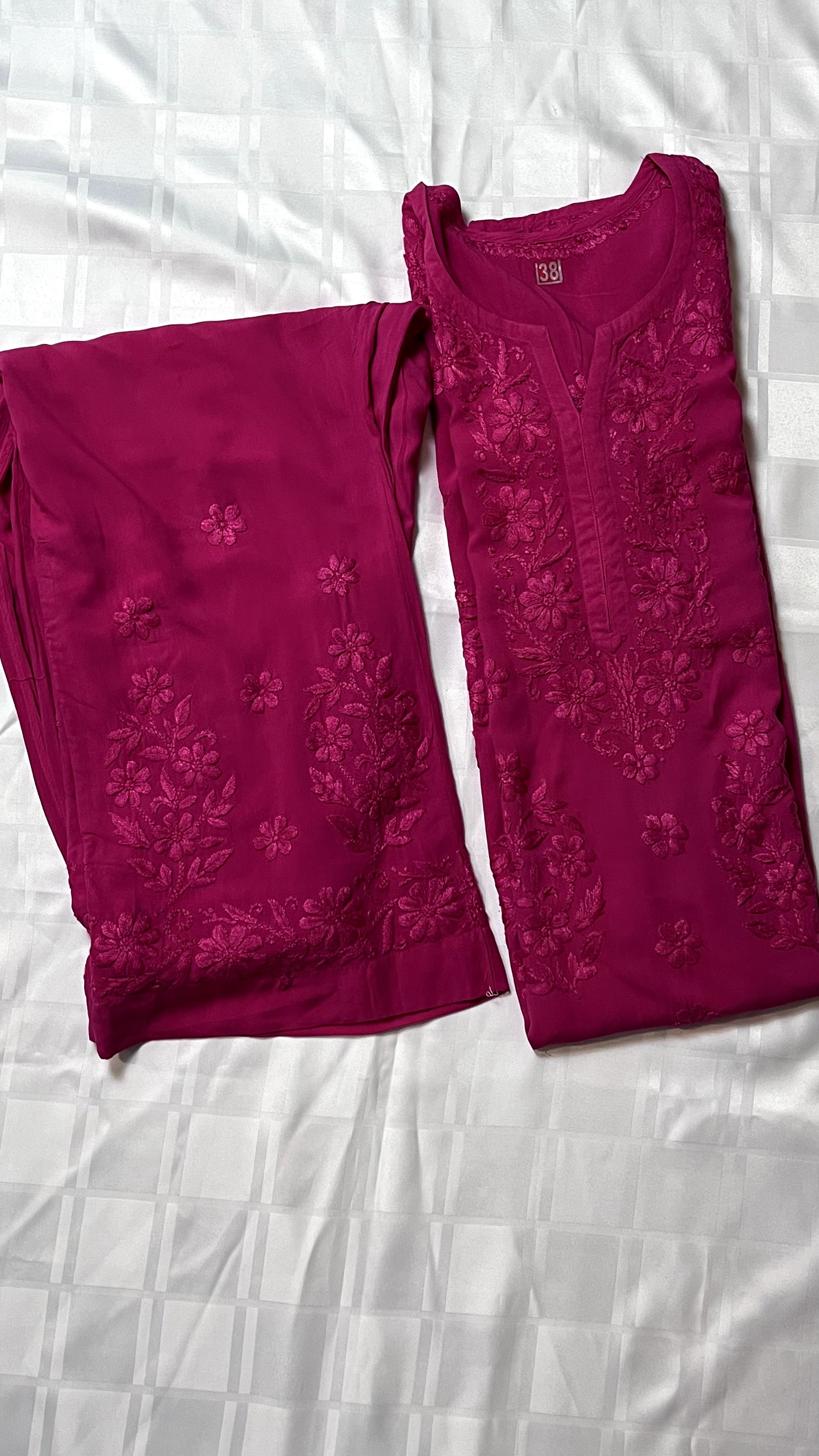 Hot Pink Self - Trouser 2 Pc set - The Hijab Fairy