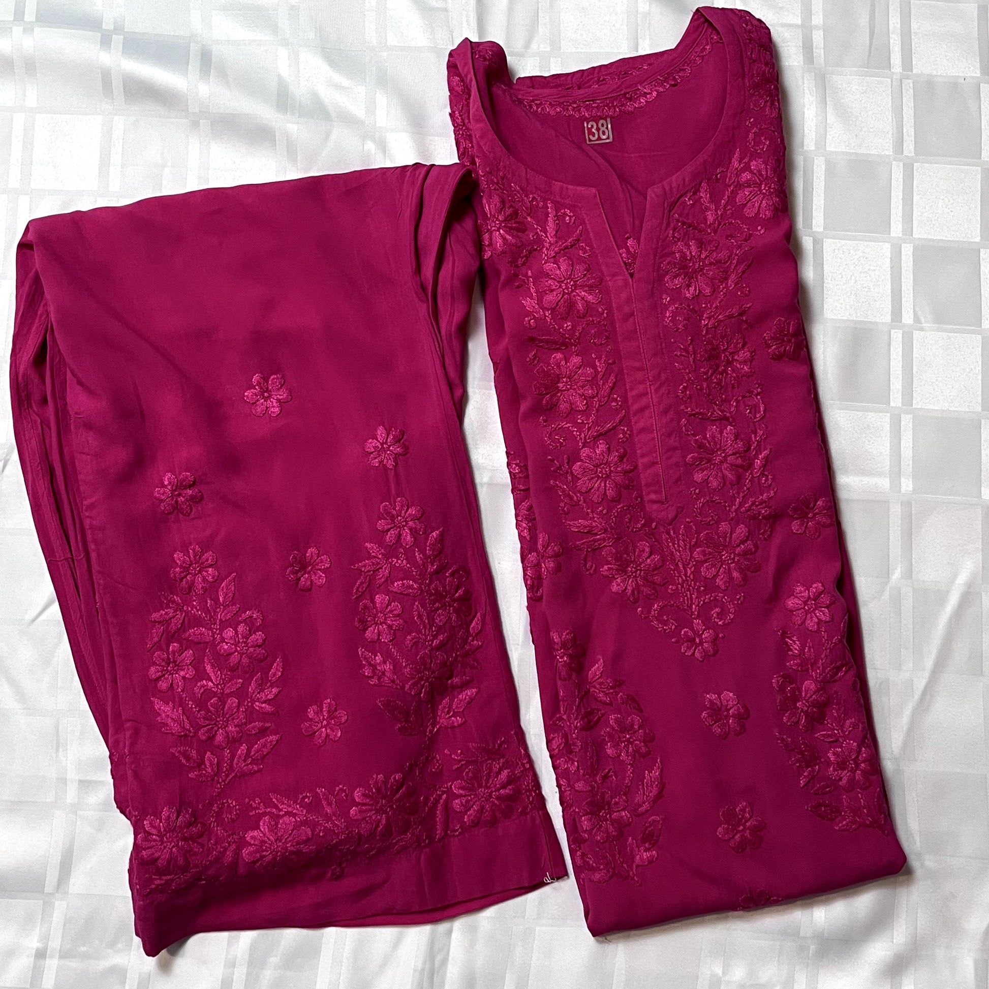 Hot Pink Self - Trouser 2 Pc set - The Hijab Fairy