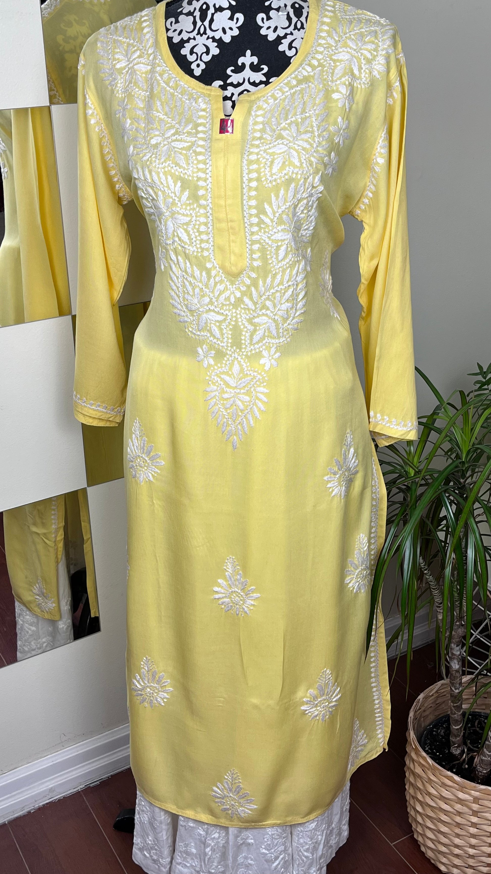 Yellow 1- Modal Straight Long Kurta - The Hijab Fairy