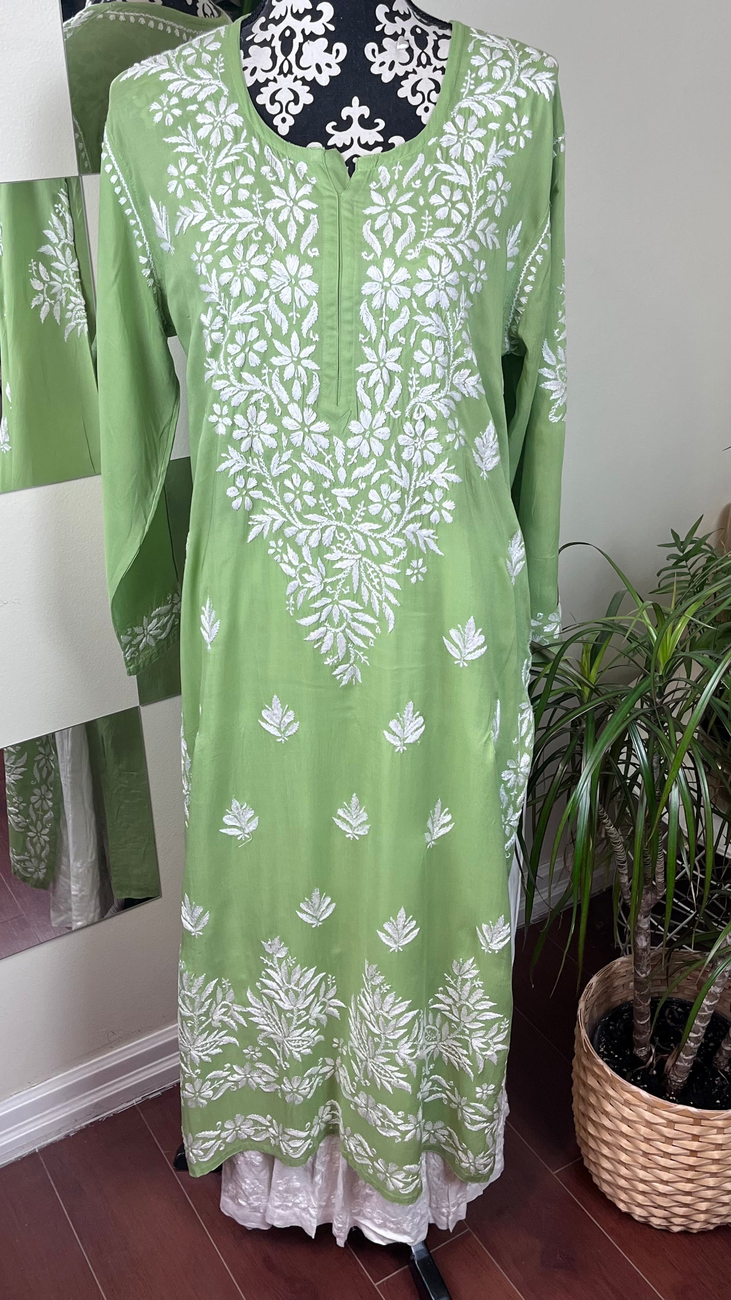 Pista Green - Modal Straight Kurta - The Hijab Fairy