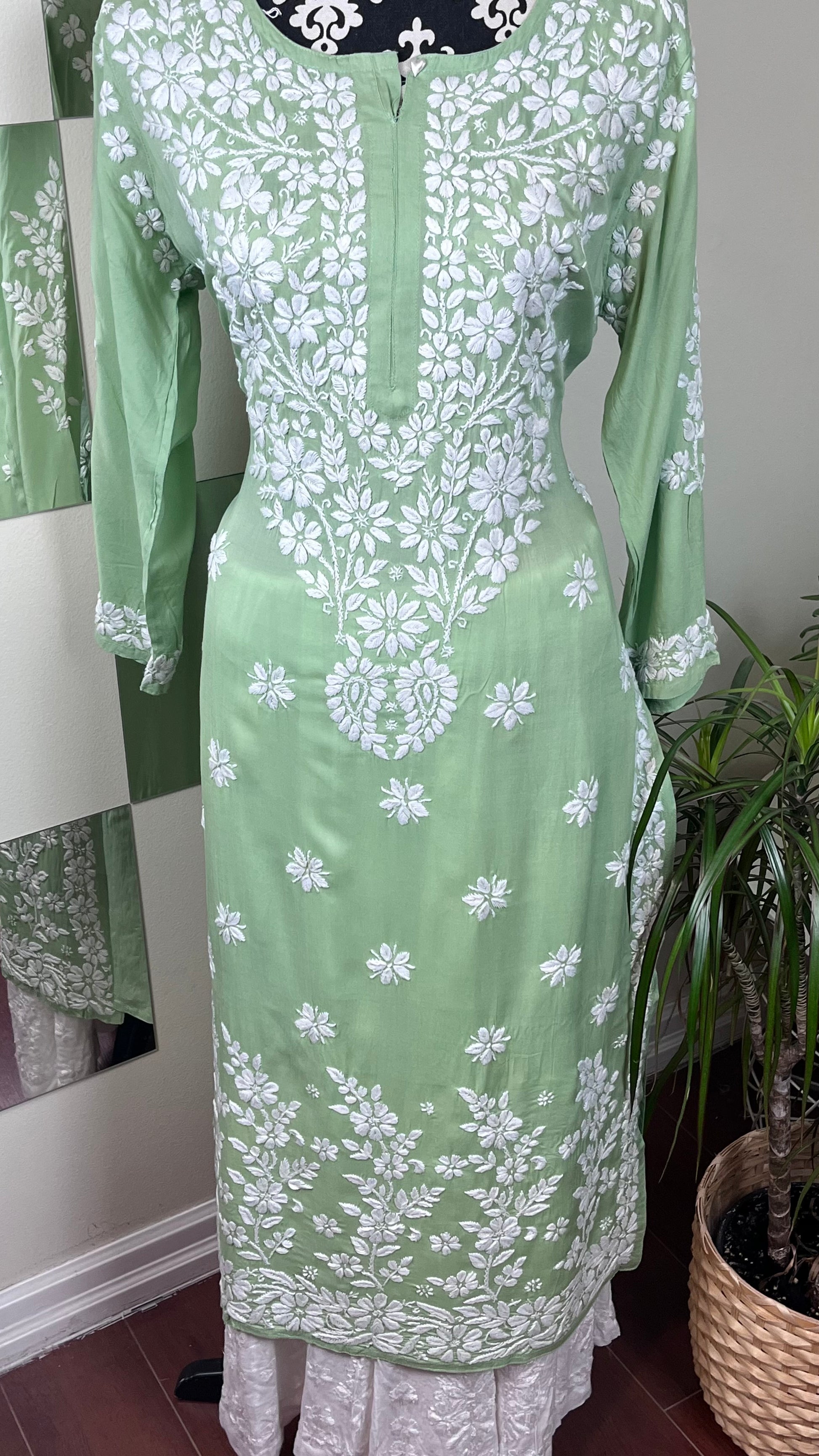 Pista Green - Modal Straight Kurta - The Hijab Fairy