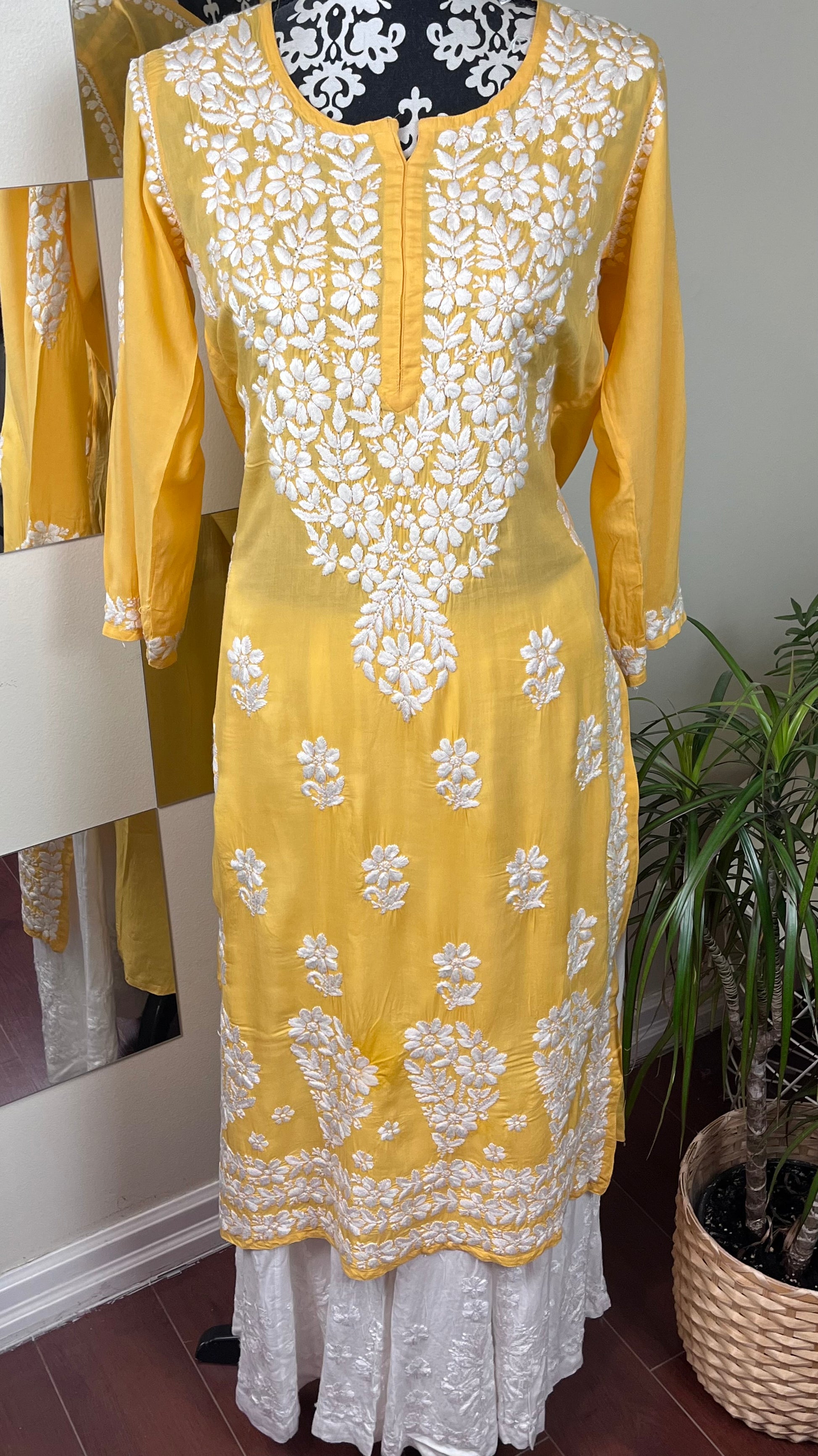 Mango Yellow - Modal Straight Long Kurta - The Hijab Fairy