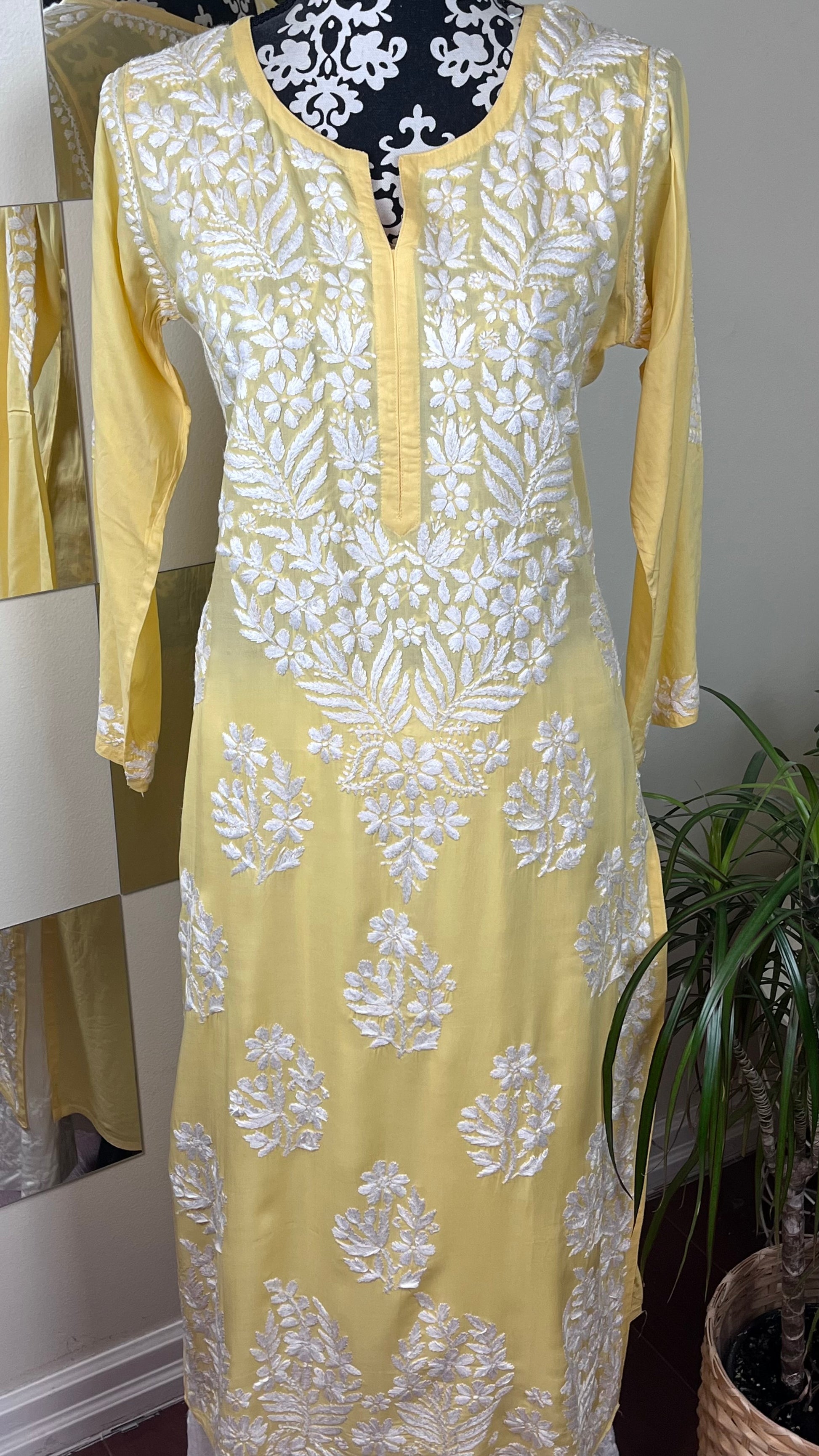 Yellow 2 - Modal Straight Long Kurta - The Hijab Fairy