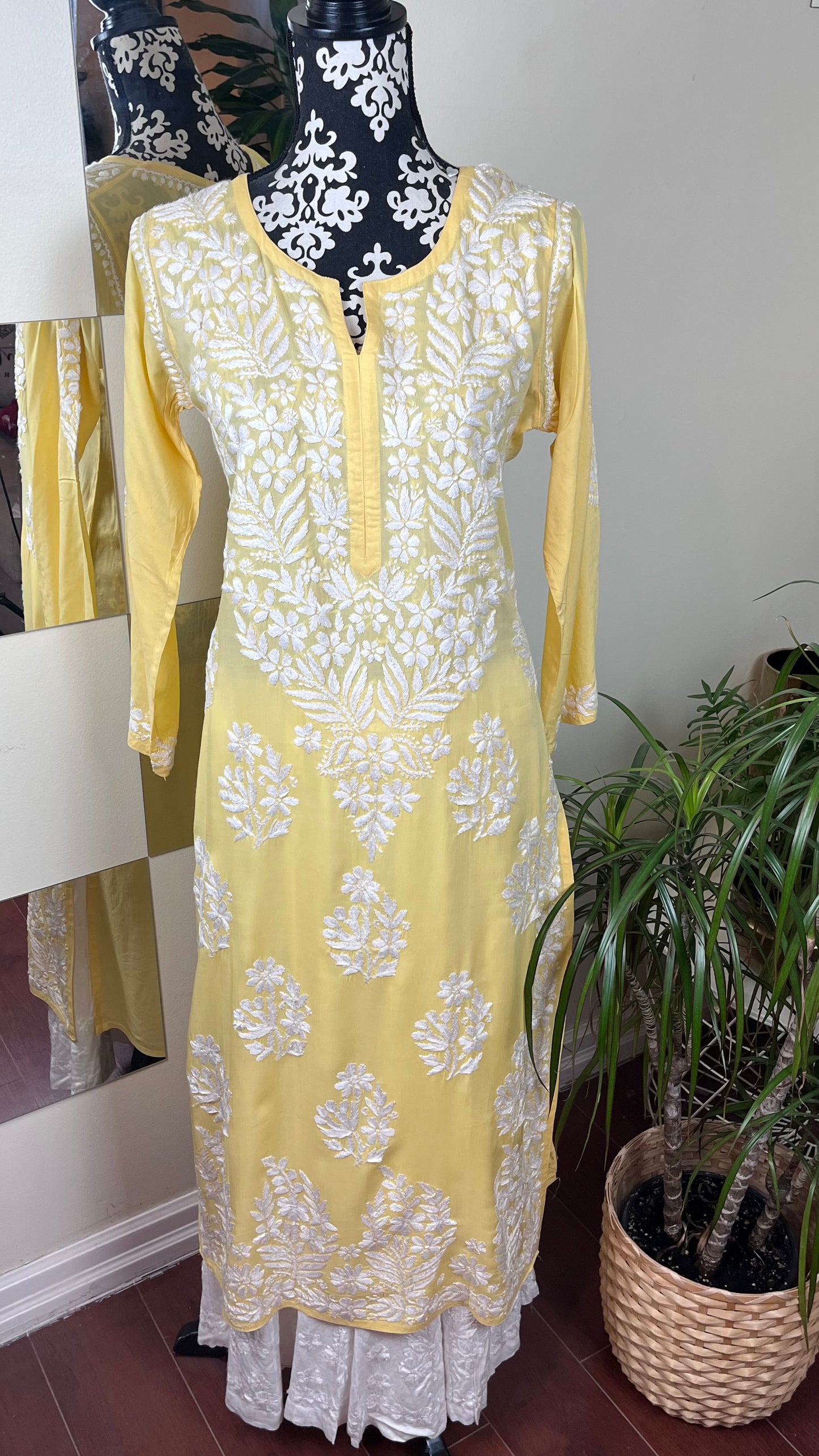 Yellow 2 - Modal Straight Long Kurta - The Hijab Fairy