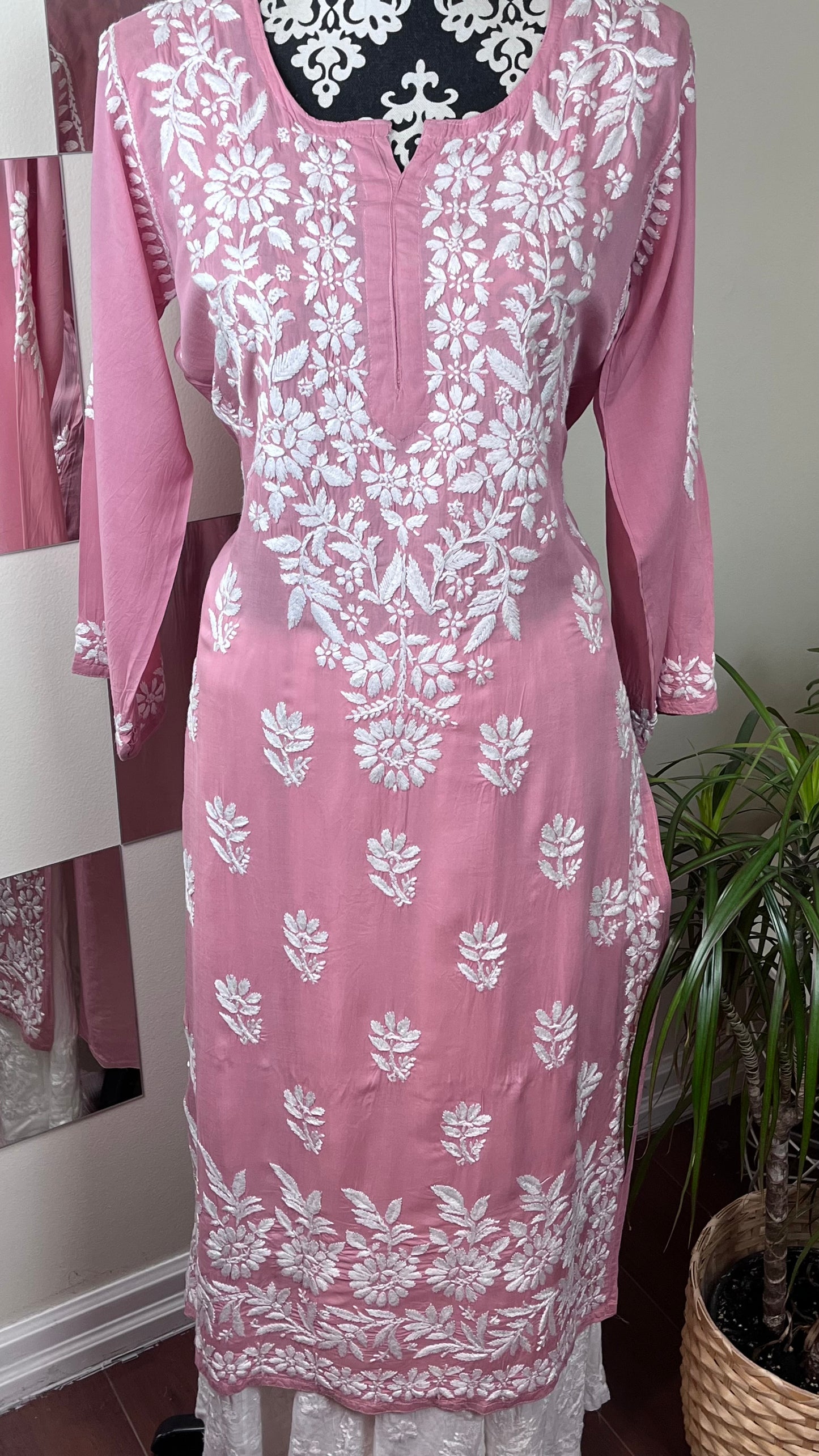 Tea Pink - Modal Straight Kurta - The Hijab Fairy