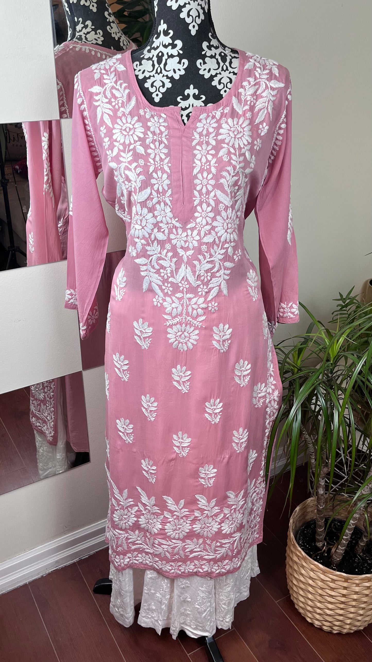 Tea Pink - Modal Straight Kurta - The Hijab Fairy