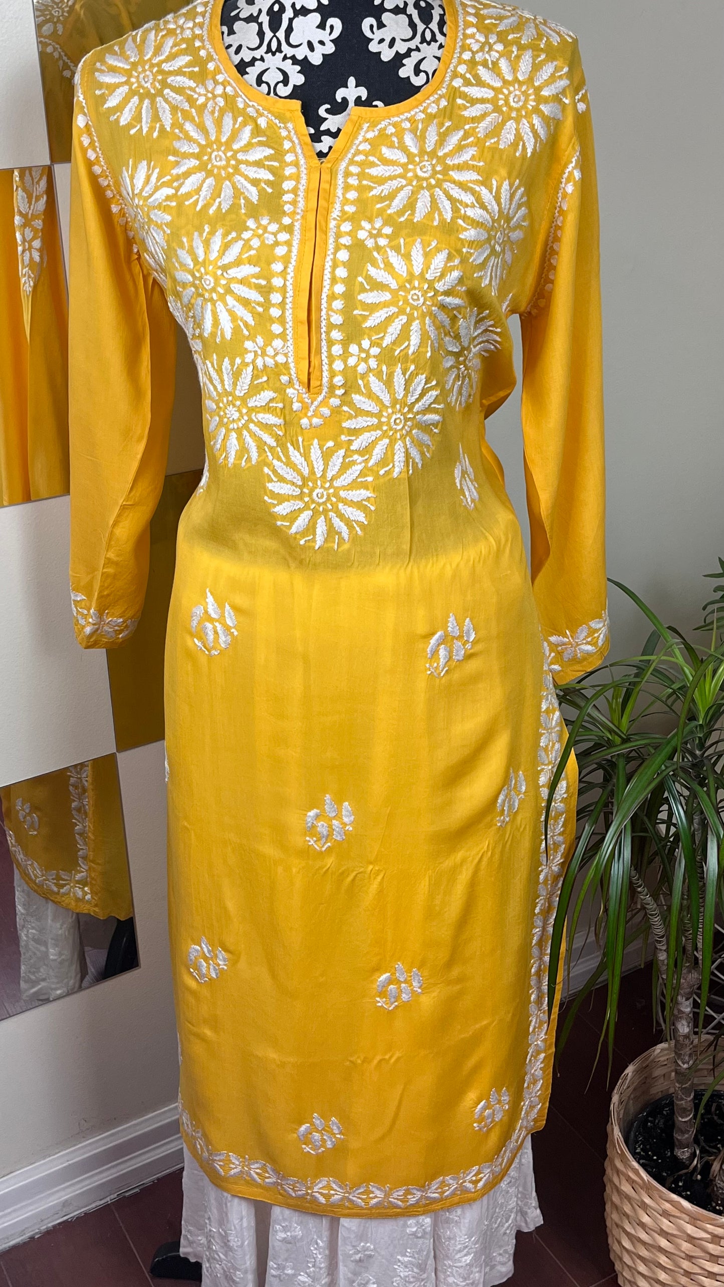 Mustard Yellow - Modal Straight Long Kurta - The Hijab Fairy