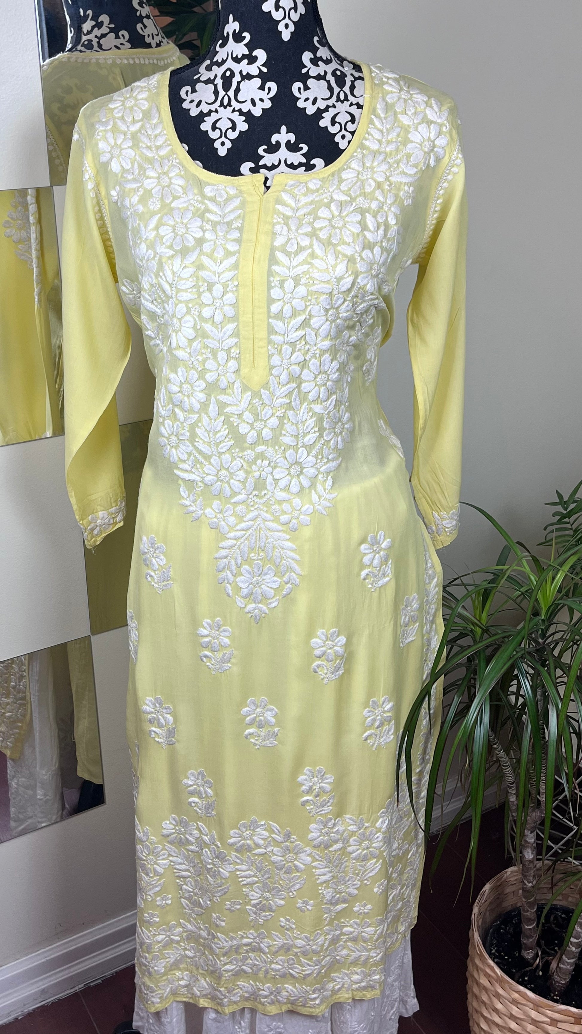 Yellow 1- Modal Straight Long Kurta - The Hijab Fairy