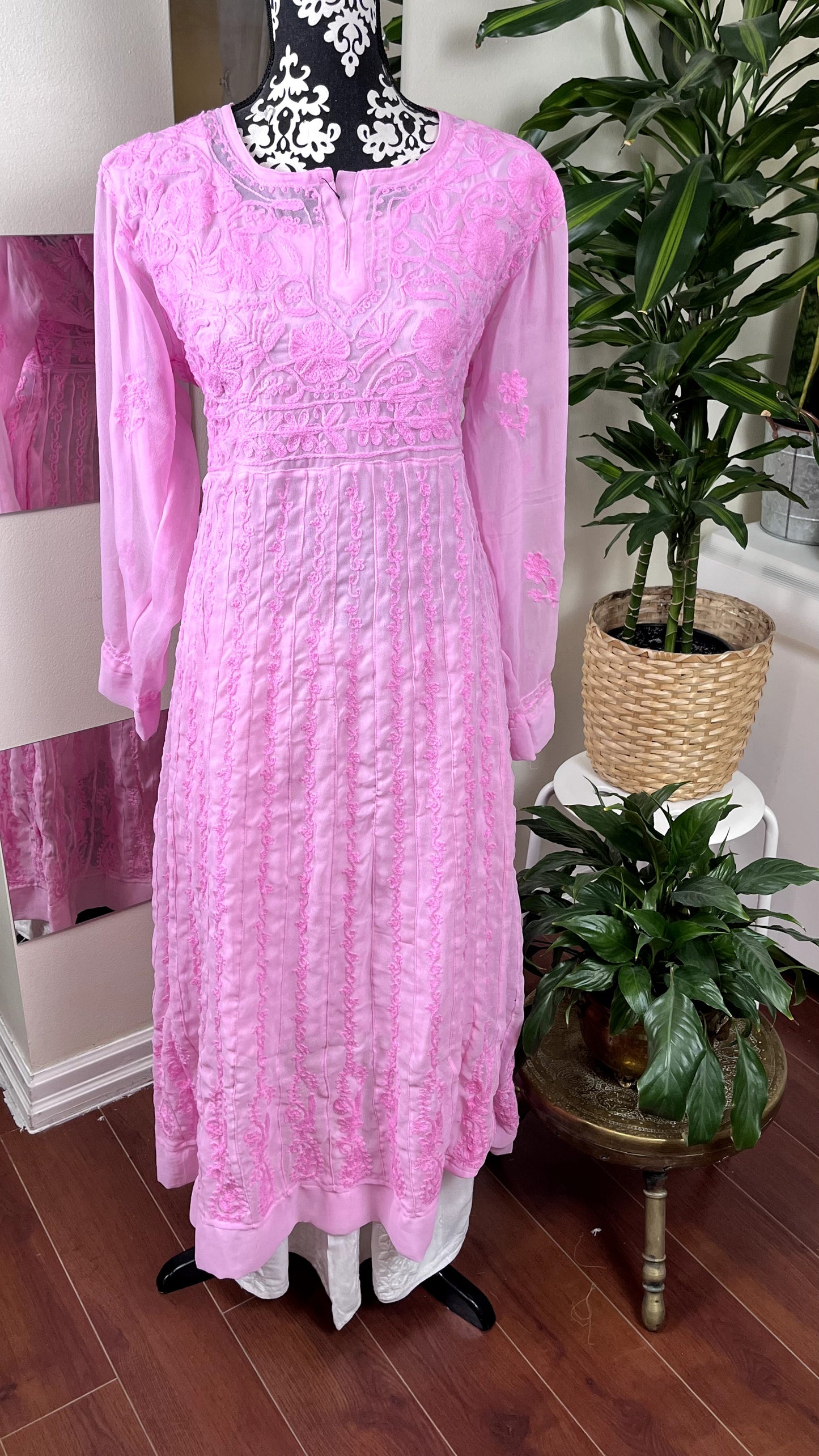 Pink Self - Georgette Anarkali - The Hijab Fairy