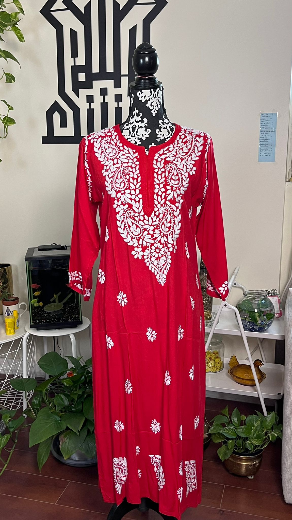 Red - Modal Straight Kurta - The Hijab Fairy