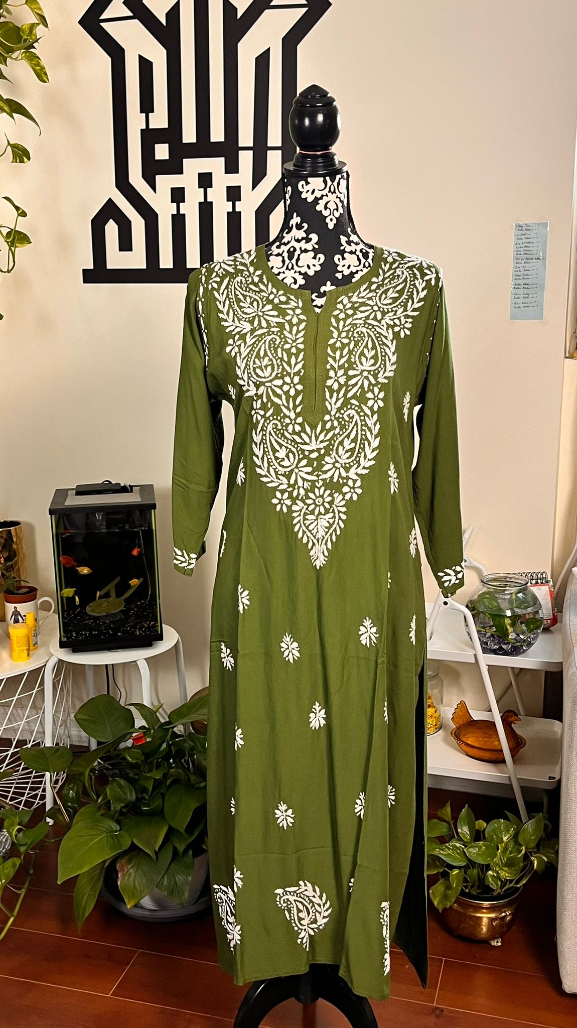 Mehendi Green - Modal Straight Kurta - The Hijab Fairy