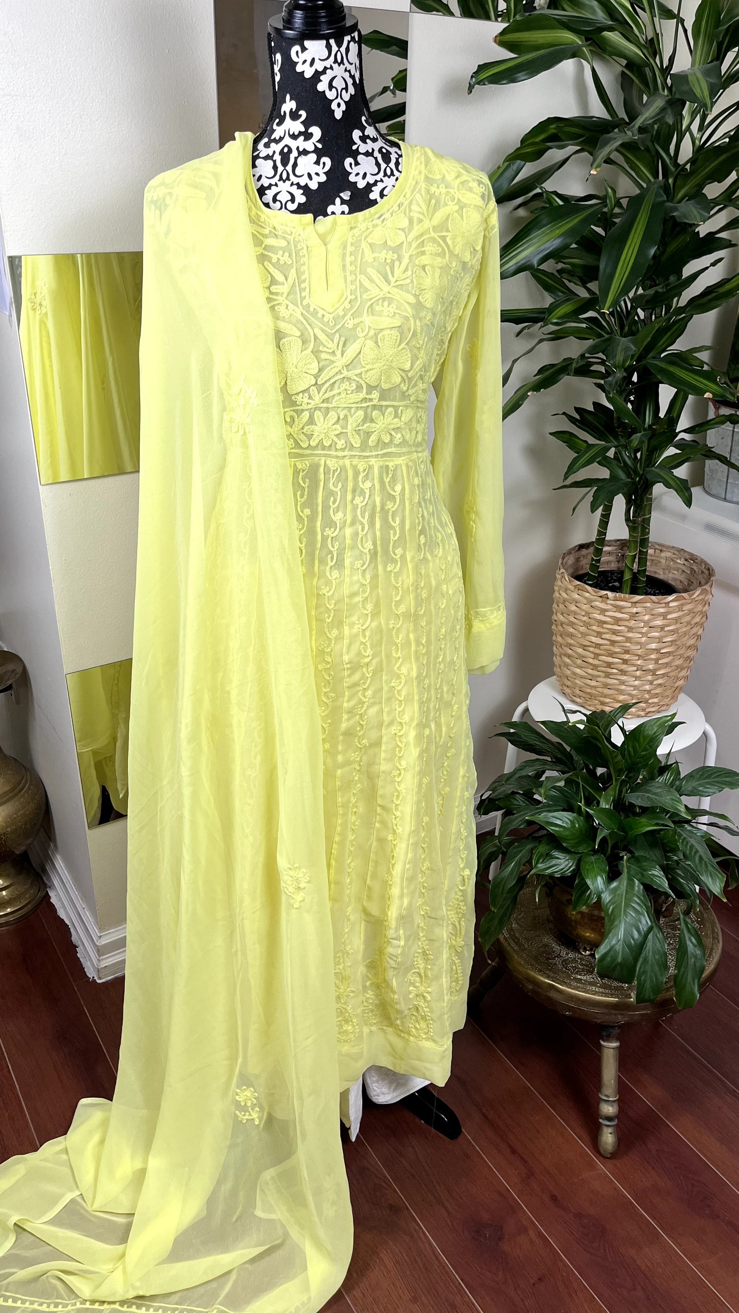 Yellow Self - Georgette Anarkali - The Hijab Fairy