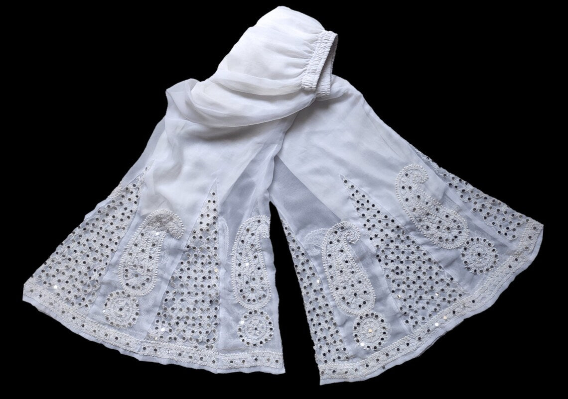 Chikankari Mirrorwork Sharara - The Hijab Fairy